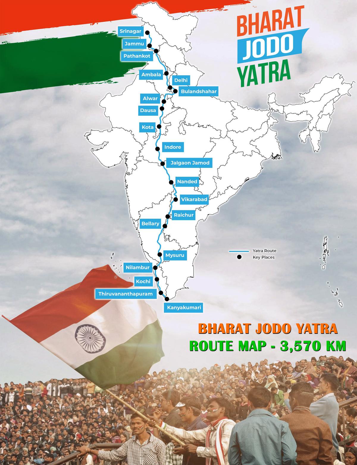 Bharat Jodo Yatra Route Map 